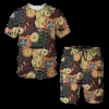 Tracki męskie 3D Drukuj afrykańskie letnie damskie koszulki męskie koszulki Africa Dashiki Men Tracksuit Shorts Shorts