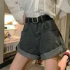 Women's Shorts Hdspq ultra wide waist denim shorts for womens 2023 summer loose leg shorts for womens A-line shorts Y240504