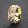 Полосовые кольца Hoyon Moissanite Diamond в форме мужское кубинское кольцо S925 Sterlsilver Gold Ring