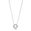 Novo 100% 925 Sterling Silver Loving Hearts Of Colar Clear Clear Small Round Gift Clavicle Chain Jóias 397436CZ 342f