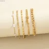 Cadena de 5 piezas Cadena de moda Set adecuada para letras de ángel femenino pulseras de cadena de plata de oro regalos de joyería de moda para mujer XW