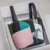 12A Mirror Quality Luxury Classic Designer Bag Woman's Handbag Bag All Handmade äkta läderväska 22 cm Creative Design Color Clash Tote Vegetabiliska korgen pendlare
