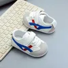 Sneakers Soft Soled Baby Spring and Summer Walking Shoes Mesh Through White Magic Stickers Boys Color Matching Girls H240509