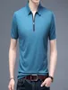 Men039s Tshirts Male camiseta 2021 Verão Slim Plain Color Fashion Brands Design Zip Up Collar Sleeve Clothing9842445