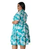 Plus taille midi dres imprimé femelle une ligne élégante printemps d'été robe à manches courtes robes de fête décontractées 240420