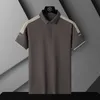 メンズドレスシャツ夏のビジネスカジュアルポロシャツメン2024新しいファッション通気性豪華な短袖ポロスメン高品質のトップメンズ衣類D240427