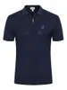 Men T Shirts Summer Brioni Casual Silk Embroidery Zipper Lapel Breathable Short Sleeve T-shirts