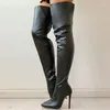 Boots Classic Black Sexy Over The Knee Women High Heels Shoes Red Thigh Spring Leather Long Female Large Size