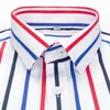 Herren Farbblock gestreiftes Falten-resistenter Hemd Langarm-Hemd mit Hidden Button Collar Ceilgut reines Baumwollhemden 240508
