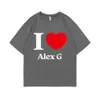 Herren-T-Shirts Ich mag Alex G Grafikdruck T-Shirt Herren Mode Casual T-Shirt Herren Retro übergroße Straßenkleidung neutral reines Baumwoll-T-Shirt D240509