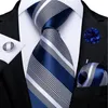 Bow Ties Blue Striped Mens Wedding Accessories Necktie Handkerchief Cufflinks Brooch Pin Gifts For Men Wholesale Items Business 2370