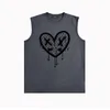 new designer brand mens tank tops trendy fashion sleeveless t shirts summer cotton breathable clothes sports vest ZJBAM115 Paint-splashed heart print vest