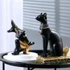 NORTHEUINS Resin Anubis Dog God Wine Rack Figurines Bastet Bottle Holder Egypt Cat Statue Restaurant Cabinet Tabletop Decor Item 240506