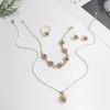 Collier Boucles d'oreilles Set Women's Wedding Jewelry Love Heart Statle Bing Bracelet Girl Girl Birthday Gift Noël