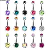 Navel Rings 5/10/15/20pcs/lot Single Crystal Rhinestone Belly Button Rings Navel Piercings Ombligo Multicolor Ball Nombril Surgical Steel d240509