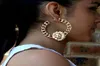 Cool Hip Hop Gold Heavy Lion Head Stud Big Earrings for Women Girls Round Double Circle Lion Face Punk Earring Party Jewelry3367092