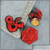 Acessórios para desenhos animados Dungeons e Dragões Pinos de esmalte Dragões D20 DND Game Broches Bag Roupas Butre