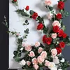 Dekorativa blommor kransar Artificial Rose Rattan Rattan Silk Flower String Wreath Romantic Wedding Home Garden Hotel Dekoration