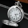 Montres de poche Antique Vintage Silver Charm Quartz Punk Watch Road Vehicle Match Horloge avec chaîne GAGE