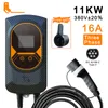 EVSE Wallbox Electric Vehicle Charger CHARGER CHARGER 11KW 16A 3 phases chargeur portable EV avec prise de type2 IEC62196-2 Câble 5M