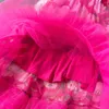 Robes décontractées Designer Runway Fashion Summer Party Robe Femme O Nou Souples manches Fleur Print Patchwork Patchwork Mesh Ball Robe