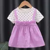 Robes de fille Summer Kid Girl Girl Lace Doll Collar Princess Robe Enfants Vêtements Baby Girl Costume d'anniversaire Toddler Party Robe A1027