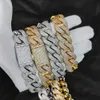 Anhänger Halsketten Hip -Hop -Schmuck Luxus 20mm 18K Gold Platted Halskette Füllgabel mit 4 Reihen von 5A -Zirkon -Eisketten -Kettenkettenringen für Männer J240508