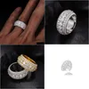 Band Rings Luxury 5 Rows Moissanite Ring Pass Diamond Tester 925 Sterling Sier Shiny Fashion Jewelry Men Gifts Nice QQ Drop Delivery Oti7h