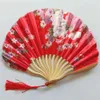 Kinesiska stilprodukter kinesisk stil handhållen fans personligt mönster silke bambu fällbara fans handhållna bröllop hand fan cool bambu blommor fan