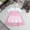 Marke Baby Rock rosa Spitzen Design Prinzessin Kleid Größe 90-160 cm Kinder Designer Kleidung Sommer gesticktes Logo Girls Party Dress 24may