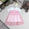 Brand Baby Spirt Pink koronkowy projekt księżniczki Rozmiar 90-160 cm Designer Designer Ubranie Summer Haftowe logo dziewczyny