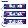 Keychains Lanyards 1 bit 2st 3 stycken och 3 paket till salu Top Gun unik och unik med blå broderade etiketter på båda sidor Motorcykel nyckelringstillbehör j