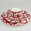 Bone China Dinner Plate Spanish Red Grid Dish Art Design Plate Dinnerware Sets 201217 268P