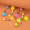 0TSG Navel Rings 6PCS Glow in The Dark Belly Rings Surgical Steel Belly Button Rings for Women Girls Navel Bars Body Piercing Jewelry 14 Gauge d240509