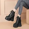 Boots Femmes Hauteur augmentant les baskets authentiques cales en cuir chaussures super hautes bottines de la cheville