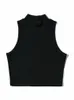 Summer Black Women Fashion Crop Top High Neck White Sleeveless Tank Tops 5 Färger 240509