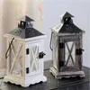 Bougeoirs Vintage European en bois Holder Retro Retro Elegant Iron Art Candlestick Lantern Home Decoration