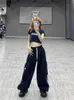 Frauenhose Capris Houzhou Y2K Kpop gestreifte Frachthose Frauen Hippie Harajuku Strtwear Übergroße Baggy Joggy Pants Korean Style Lose breite Hose Y240509