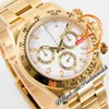 SALE 116508 SA4130 Automatic Chronograph Mens Watch KING Yellow Gold White Stick Dial 904L Oystesteel Bracelet 72H Power Reserv Super Edition Reloj Puretime PTRX