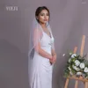Veils de mariée yueji double couche cristal bordé voile colas para vestidos de novia velos 2024 Brillante yj198