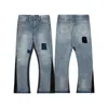 Designer jeans kvinnors jeans ankomster höga midja ihålig lapp broderad dekoration avslappnad blå rak denim byxor