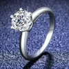 Paar ringen 925 Sterling Silver Six Claw Round Diamond Ring Geplaatste met 18K gouden verlovingsring Diamantring Designer Wedding Liefhebbers Rings Liefhebbers Gift