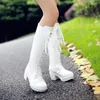 Boots femme longue mode hiver dames cuisses hautes plus talons de botte en polaire sur les femmes chaussures féminines