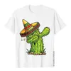 T-shirt maschile tamponoso Cactus T-shirt Cinco de Mayo Mens Design Messicano Mano Top Top Premium T-shirt D240509