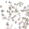 50 st slumpmässigt lyxigt nagelkonst dingle smycken hjärta bowknot blandad stil 3d charms tassel design legering 240509