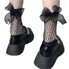 Frauen Socken sexy Sommer kurz über Knöchelboot Fischnetz schwarz Blumenspitzen Patchwork Top hohl aus Nylon Hosiery