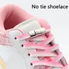 Pièces de chaussures 1 paire Appuyez sur Lock Shoelaces sans liens lacets élastiques Sneaker Flat Gradient No Tie Kids Kids Adult Shoelace pour chaussures