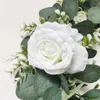 Декоративные цветы венки искусственные белые розовые венок зеленые листья эвкалипт гирлянда поддельный цветочный венок для украшения двери домашний декор