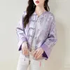 Blans des femmes Shirts violets de style chinois