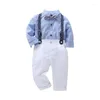 Clothing Sets 0-4T Baby Top Boys Gentleman Autumn Kids Formal Suits Long Sleeve Shirt Suspenders Trousers Casual Boy Clothes